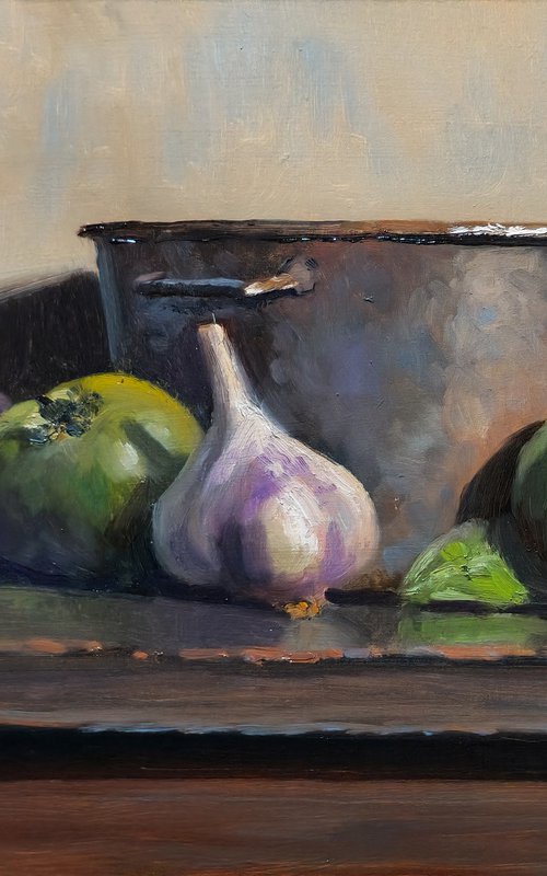 Tomatoes and an Old Saucepan by Pascal Giroud