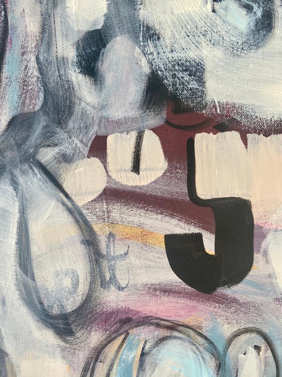 YES- large scale abstract pastel black and white graffity