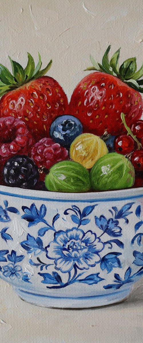 Summer Berries in Blue Bowl by Natalia Shaykina
