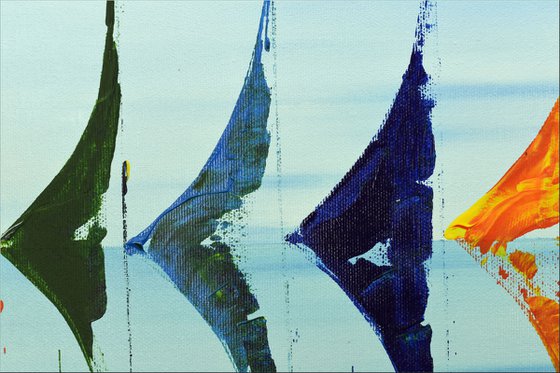 Regatta  - XXL  Abstract- Colourfull Sailboat Painting- Large Acrylic Art Canvas Wall Art Ready to hang