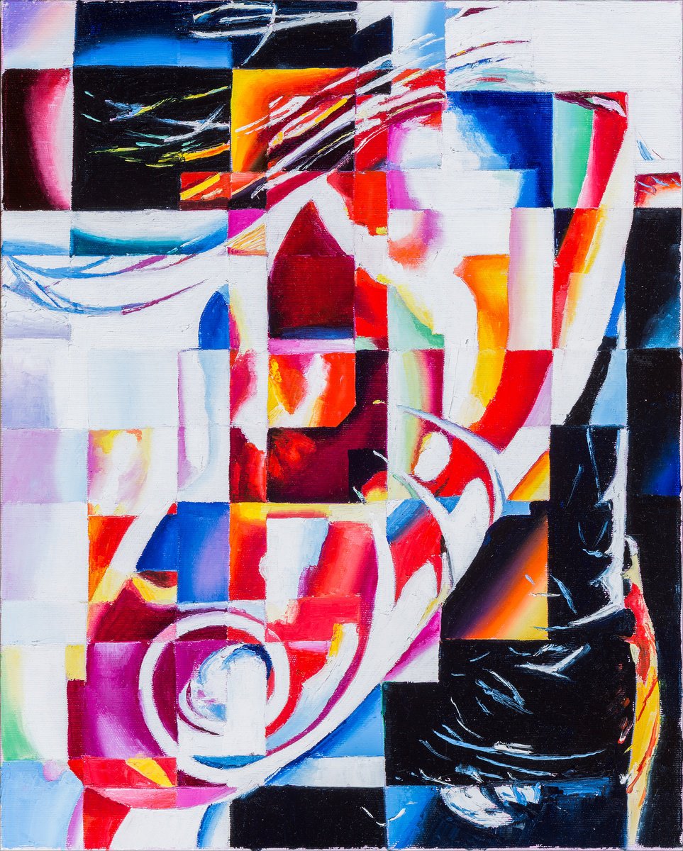 Urban And Pop Portrait Oil Painting By Assunta Cassa, 16 X 20, Secret Tales, Original Artwork