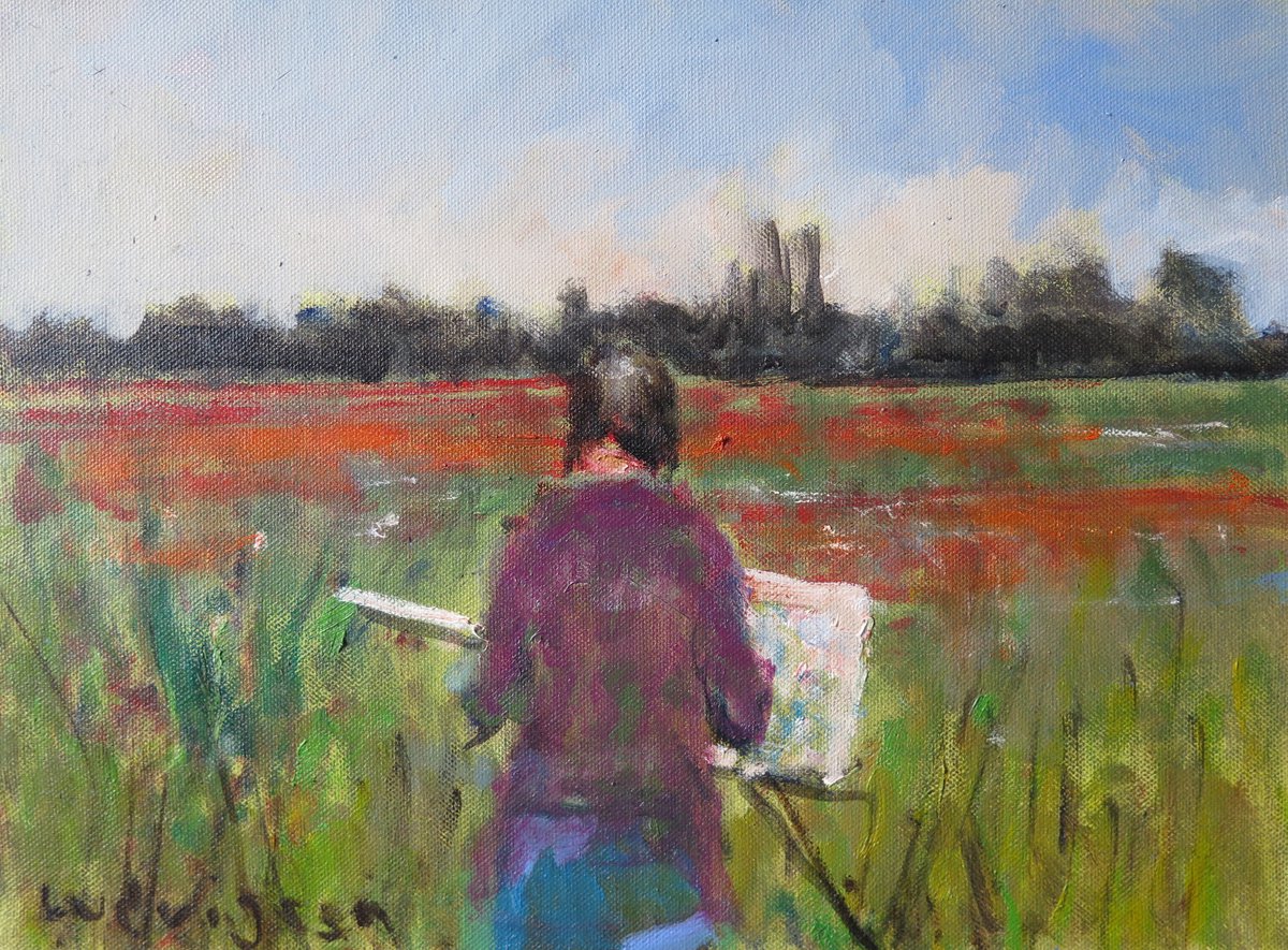 Painting Poppies Near York by Malcolm Ludvigsen