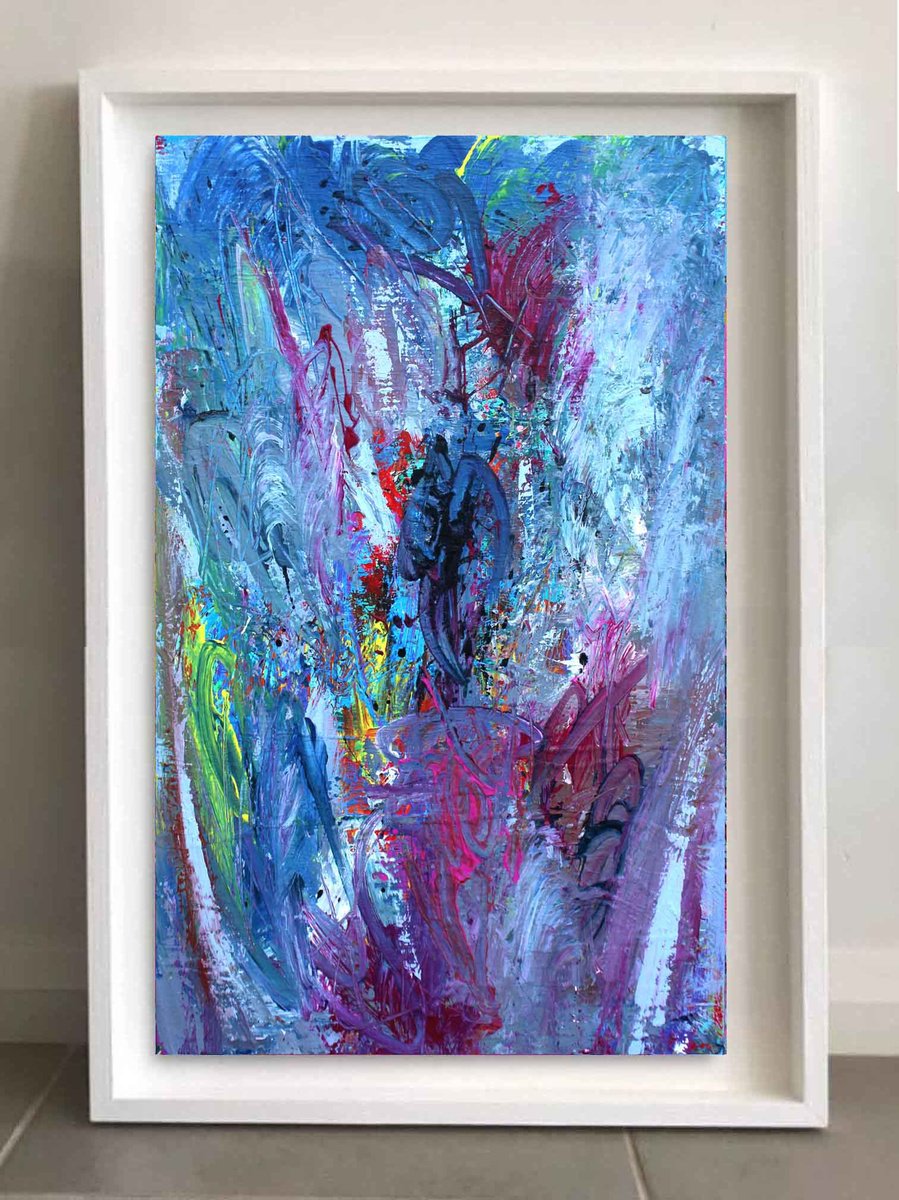 Abstract Acrylic Painting By Mir-Jan, 24 X 39", Abstract 108, Original Artwork