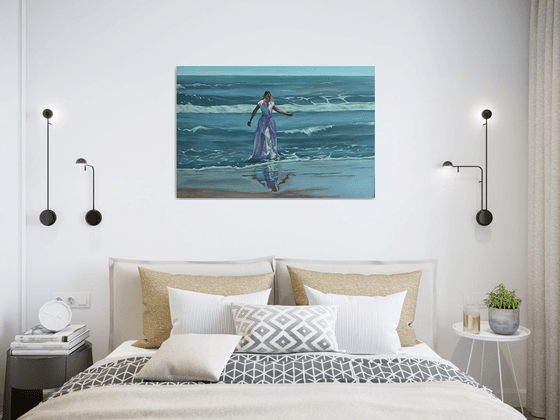 Young women. Ocean