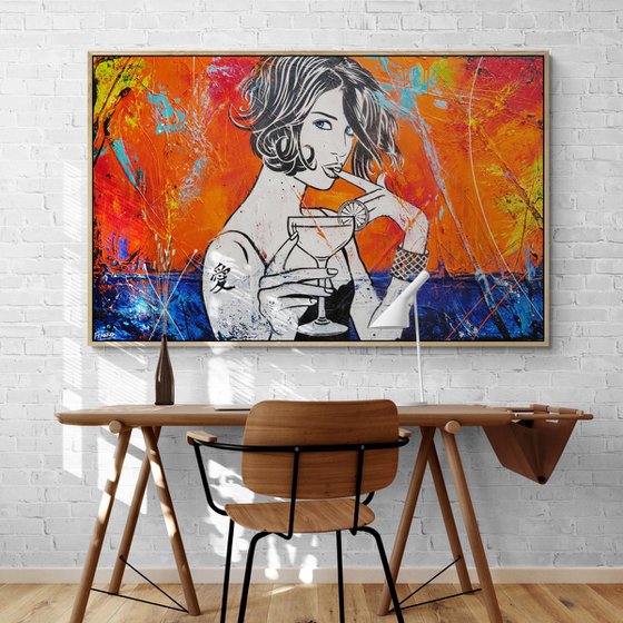 Sunset Cocktails 160cm x 100cm Textured Urban Pop Art