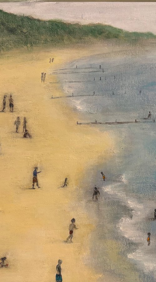 Beach people - Lowry’s people having a chill  from the factory by Clare Hoath