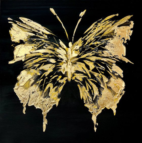 Gold Black abstract butterfly.