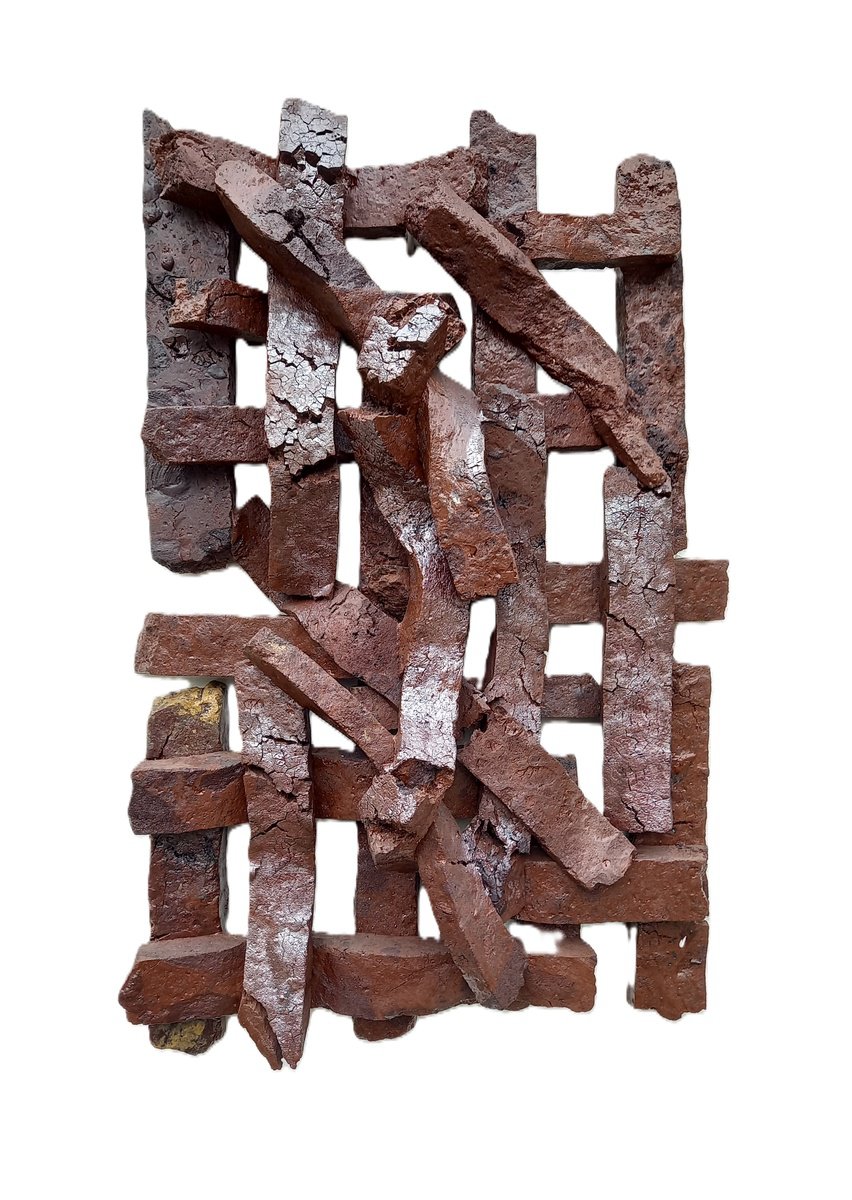 Geometric Abstract Relief By Ognyan Chitakov, 16 X 25", "Elegant Entanglement", Original Artwork