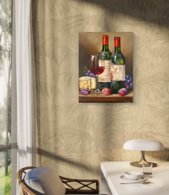 Wine Bottles with Cheese