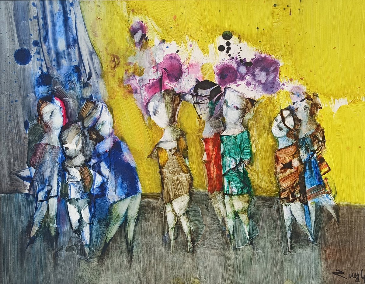 Abstract figures series - 4 (31x41cm, oil painting, paper) by Hayk Gasparyan