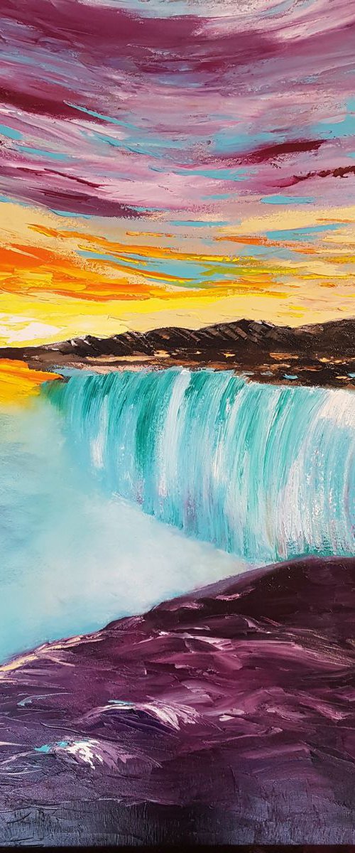 Sunrise waterfall 70*90cm by Anna Reznik