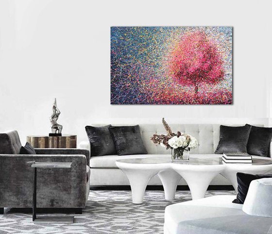 Sakura Flowers blooming Pink tree Love painting Cherry Blossom Pink dream For lovers