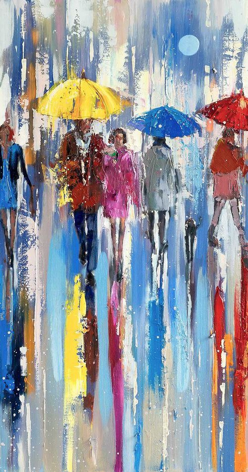 'Moon At Night In The City Of Rain' by Ewa Czarniecka
