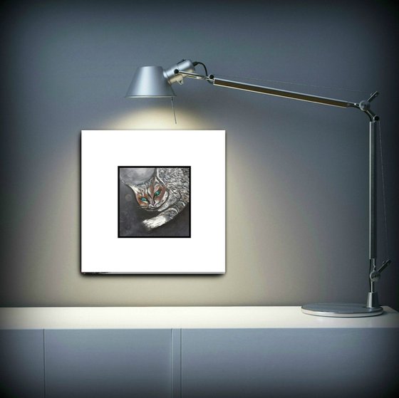 Cat Love Acrylic Art Small Paintings Gift Ideas Cat Portraits Animal Art Animal Portraits Beautiful Art For Sale Free Delivery