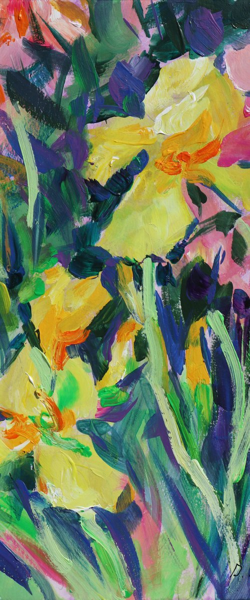 Irises, etude (plein air) original painting by Dima Braga