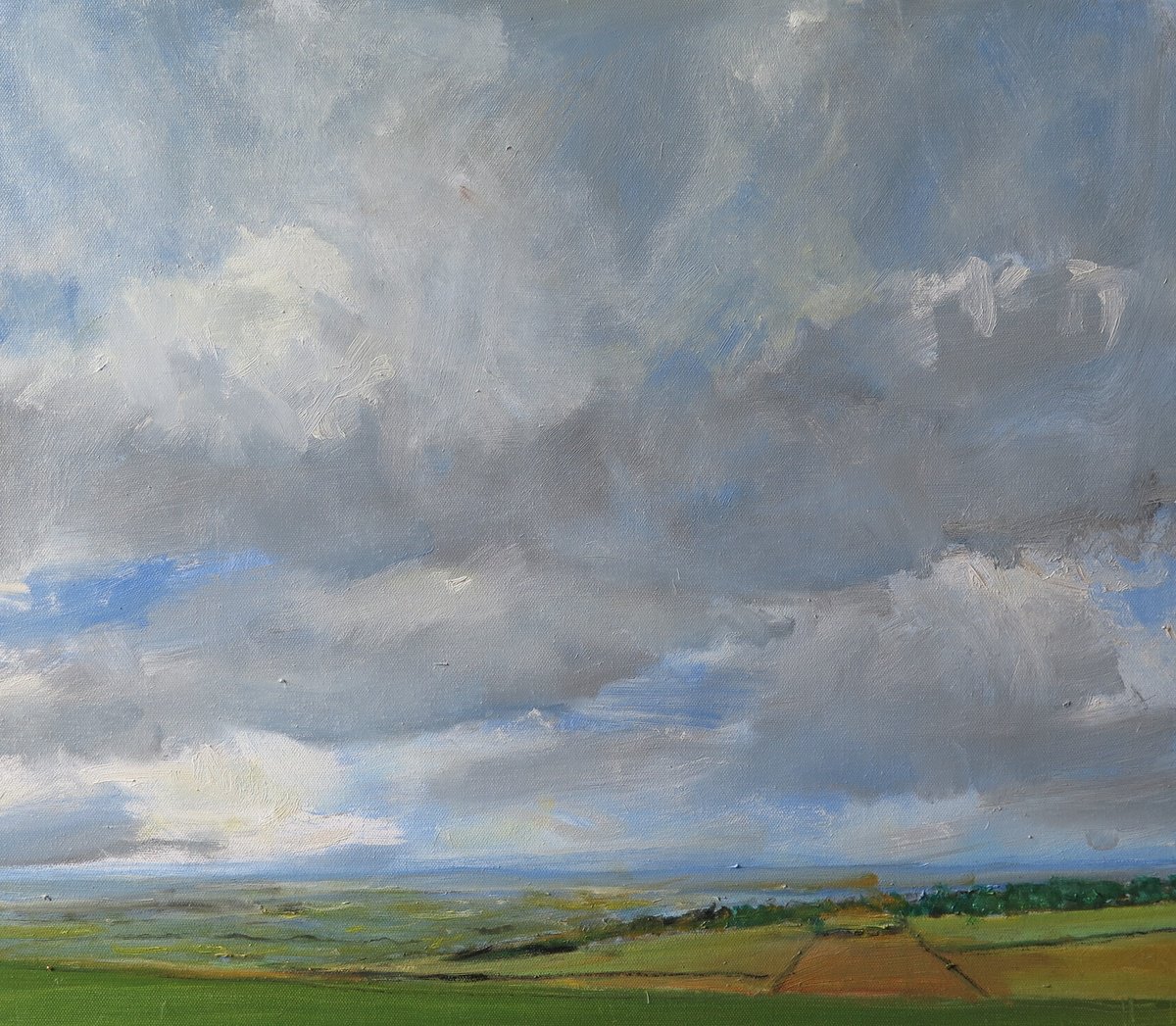 Impressionistic Landscape Oil Painting By Malcolm Ludvigsen, 24 X 20", Wolds, March 24, Original Artwork