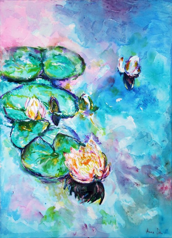 Water Lily / Watercolour on Canvas
