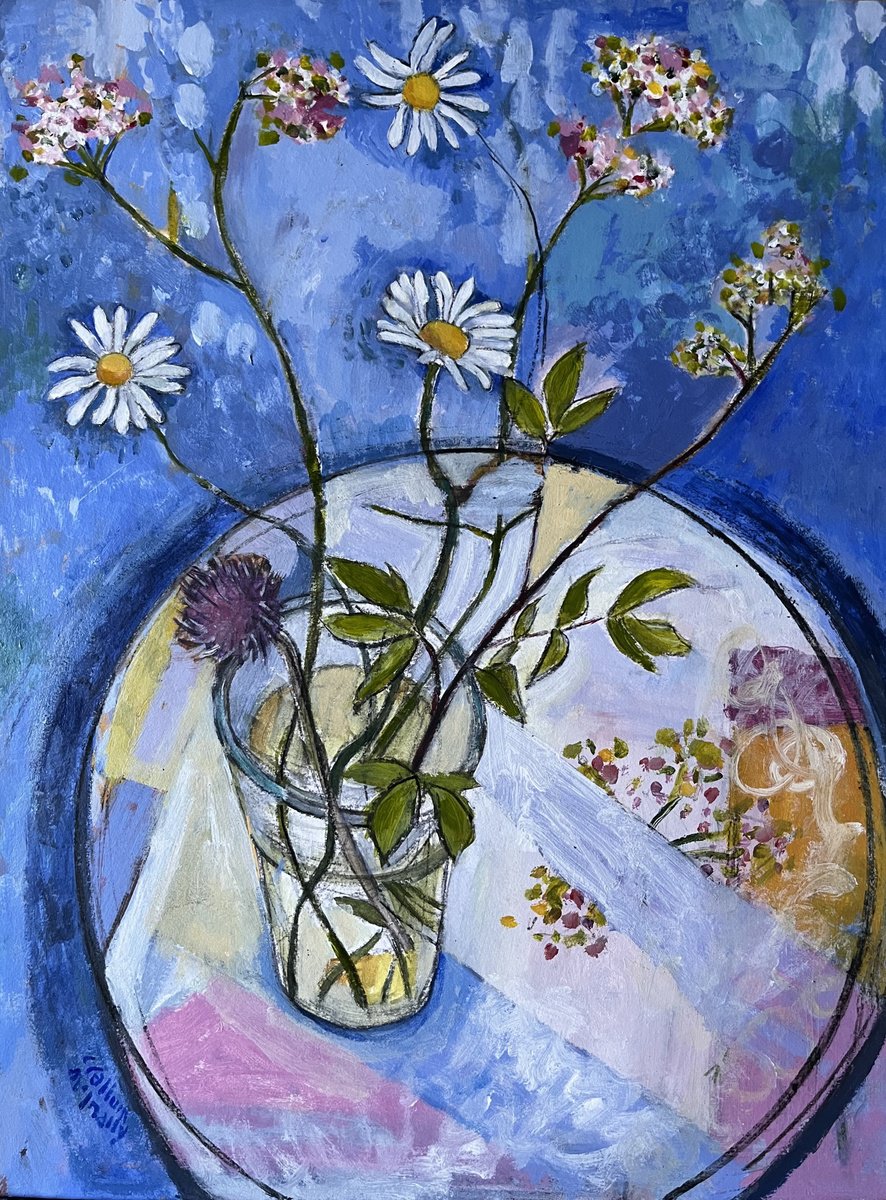 Expressive Botanical Acrylic Painting By Christine Callum Mcinally, 12 X 17, An Oasis Of Calm, Original Artwork