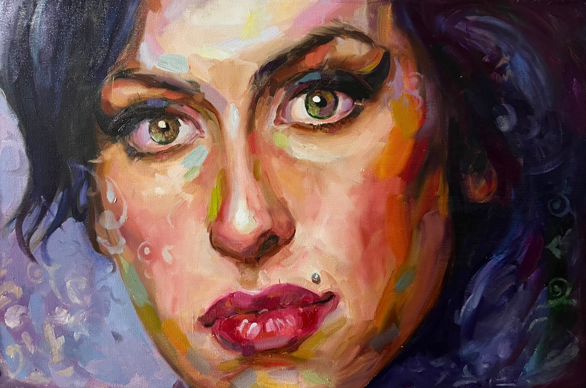 Expressive Portrait Oil Painting By Liubou Sas, 24 X 16", Amy, Original Artwork