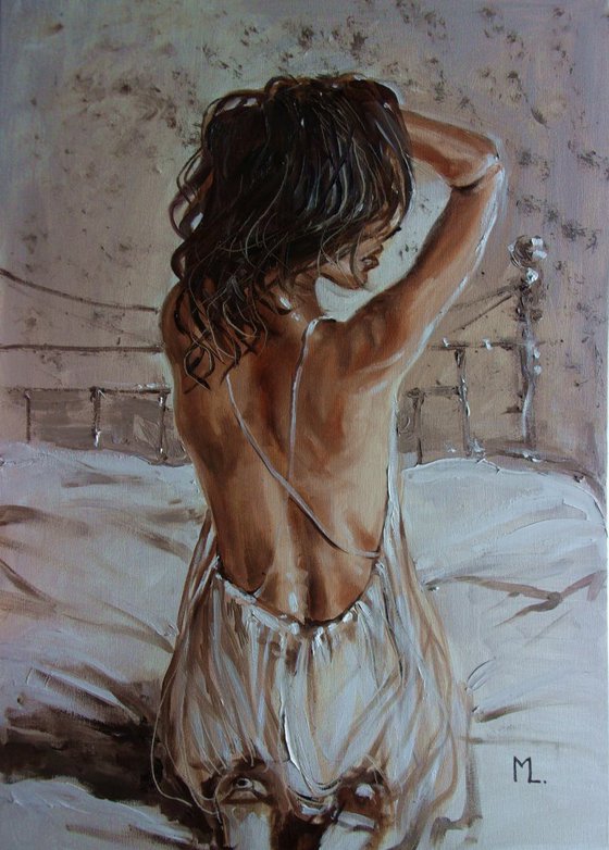 " LIGHT IN THE ROOM " - 60x80cm original oil painting on canvas, gift, palette kniffe