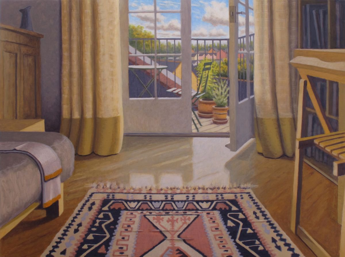 Impressionistic Cityscapes Acrylic Painting By Hugo Lines, 52 X 39, 126A Fore Street 2, Original Artwork