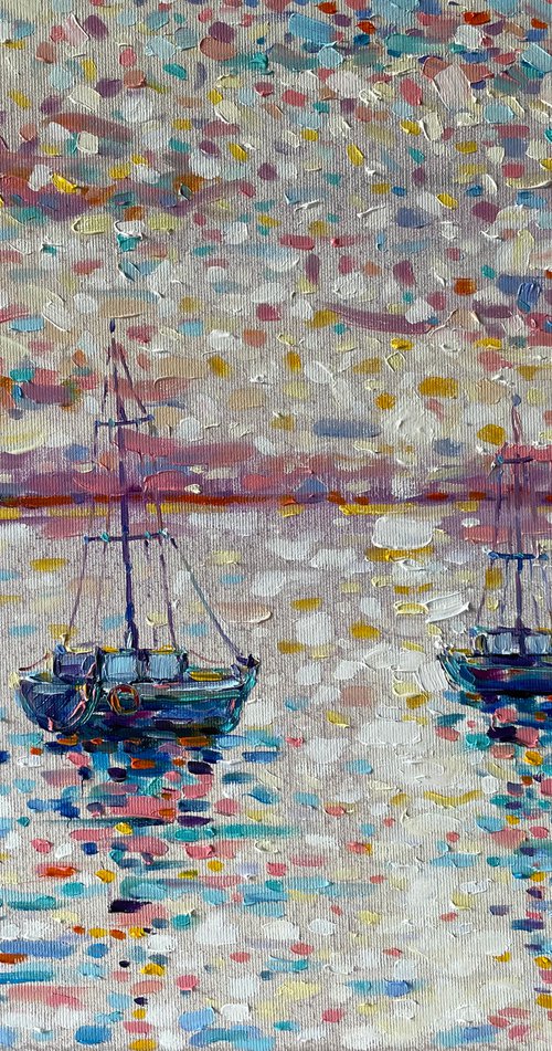 Colored boats by Mary Voloshyna