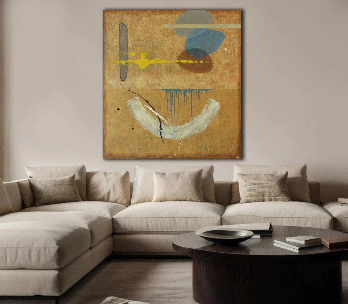 Abstract Acrylic Painting By Rumen Spasov, 51 X 55", "The Riddle", Original Artwork