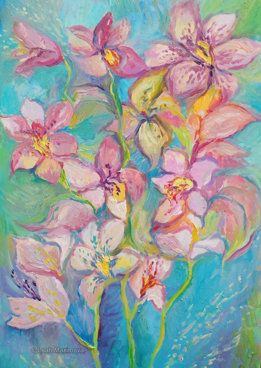 Pink Orchids by Leah Maximova