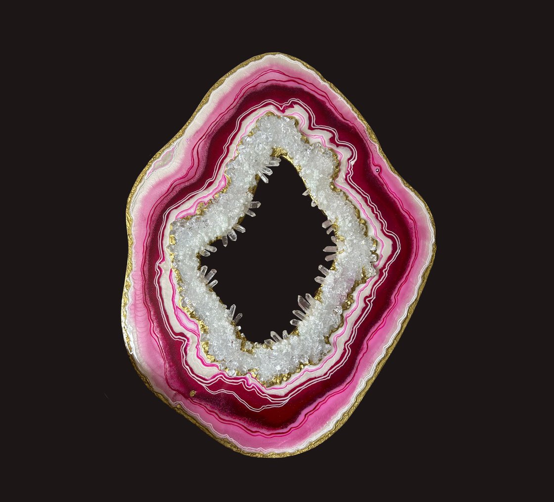 Pink Geode Agate Slice Alcohol Ink store Original Art Painting