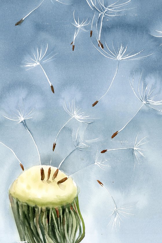 Dandelion with Flying Seeds