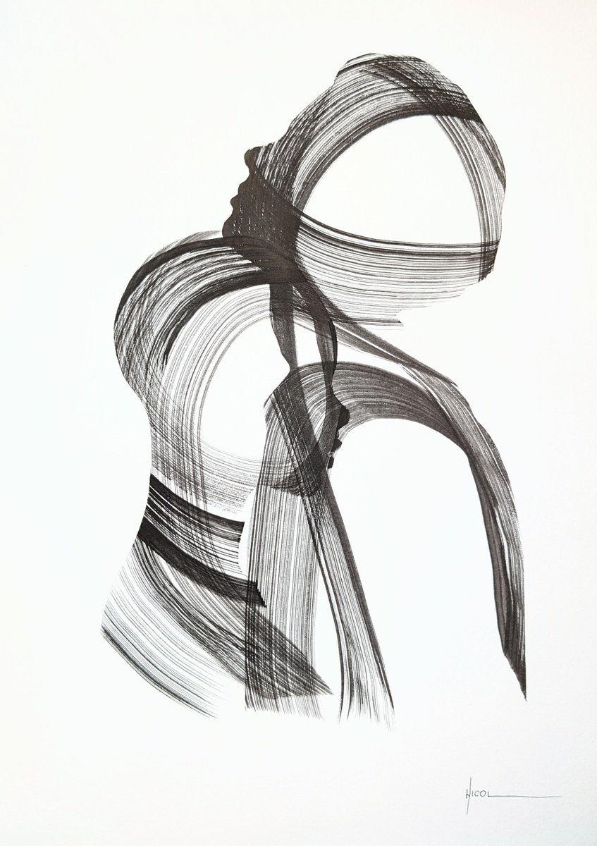 Expressive Ink Drawing , Between Breath And Line By Nicol Vacaru, 12 X 16, Artwork For Sale On Artfinder