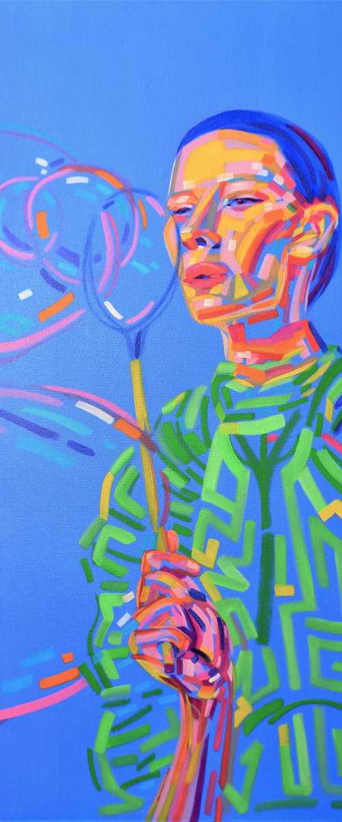 Blowing Soap Bubbles by Van Lanigh