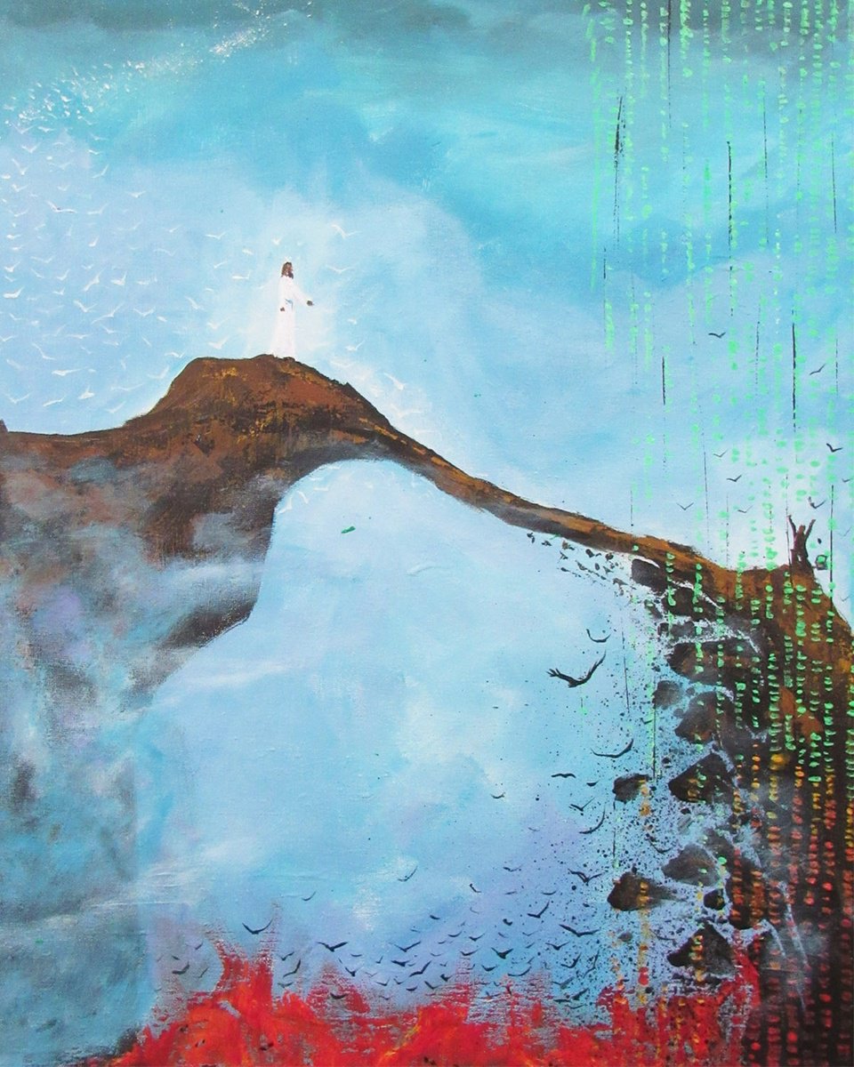 Impressionistic Portrait Acrylic Painting By William F. Adams, 16 X 20", And When All Was Lost..., Original Artwork