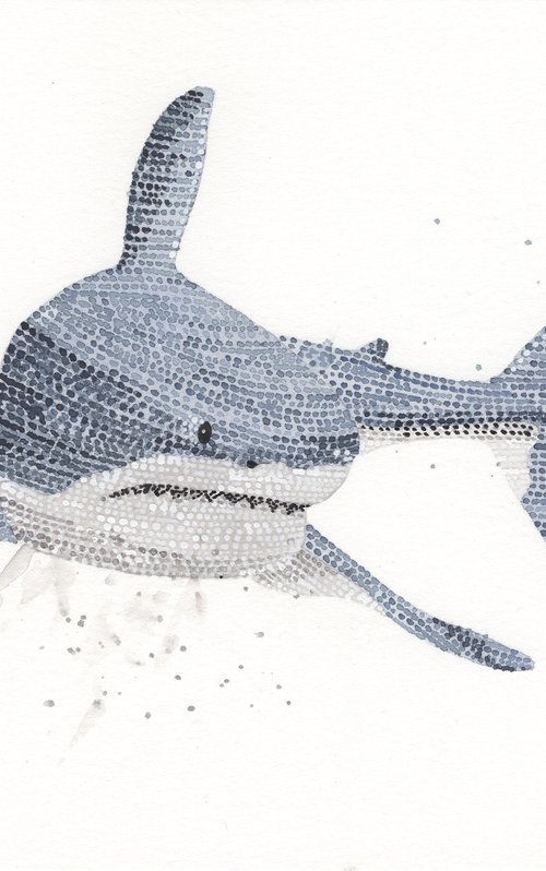 Original Great White Shark watercolour by Kelsey Emblow