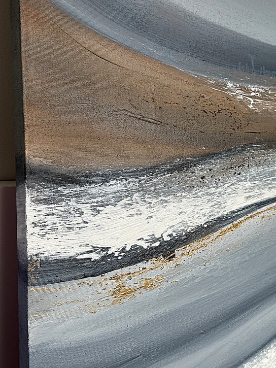 Interwoven Currents. Neutral Beige Grey Gold