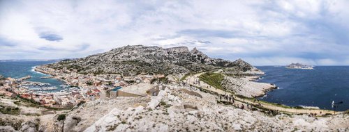 Panoramic view of the "Goudes", Calanques National Park, Marseille by Steven Elio van Weel