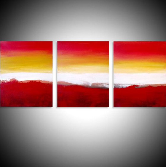 Beautiful triptych abstract original "Colour Slats" abstract painting art canvas - 30 x 14 inches