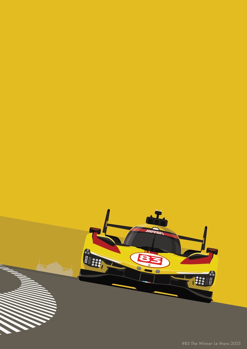 Graphic Transport Giclee Print By David Gill, 12 X 17, Ferrari 499P The Yellow One, Original Artwork