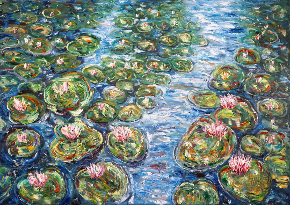 Magical Water Lilies M 1 / Oil Oil painting by Peter Nottrott Artfinder