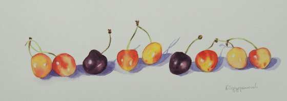 Cherries in a line