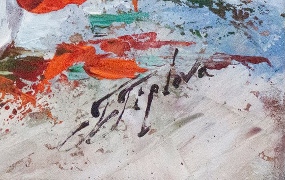 "THE POPPIES IN GLASS VASE"