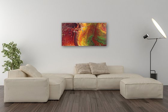 "Line In The Sand" - FREE USA SHIPPING - Original Abstract PMS Fluid Acrylic Painting - 36 x 18 inches