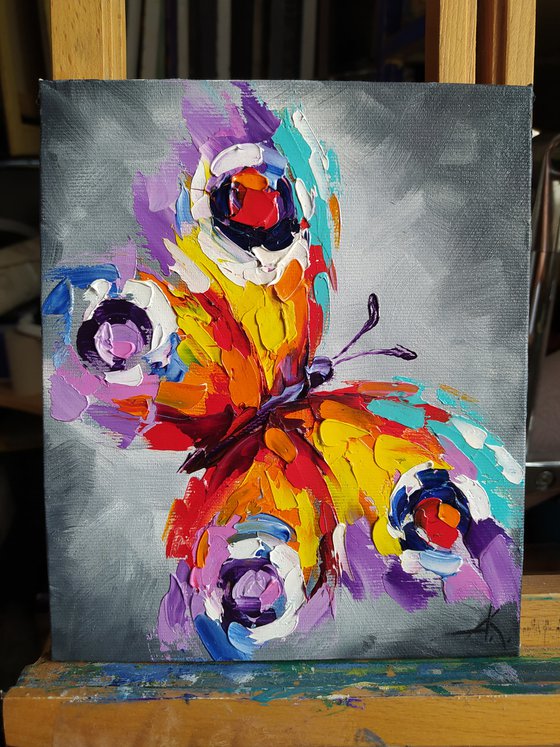 Beautiful butterfly - butterfly, insects, oil painting, butterfly oil, butterfly art, gift, art