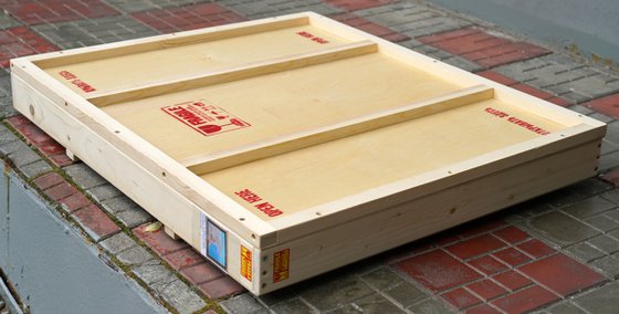 A boulevard in Maryino in the rain. October