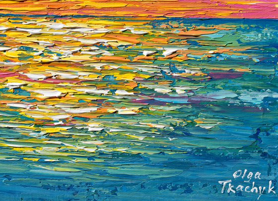Sunset over the sea- Original Acrylic Painting on Canvas
