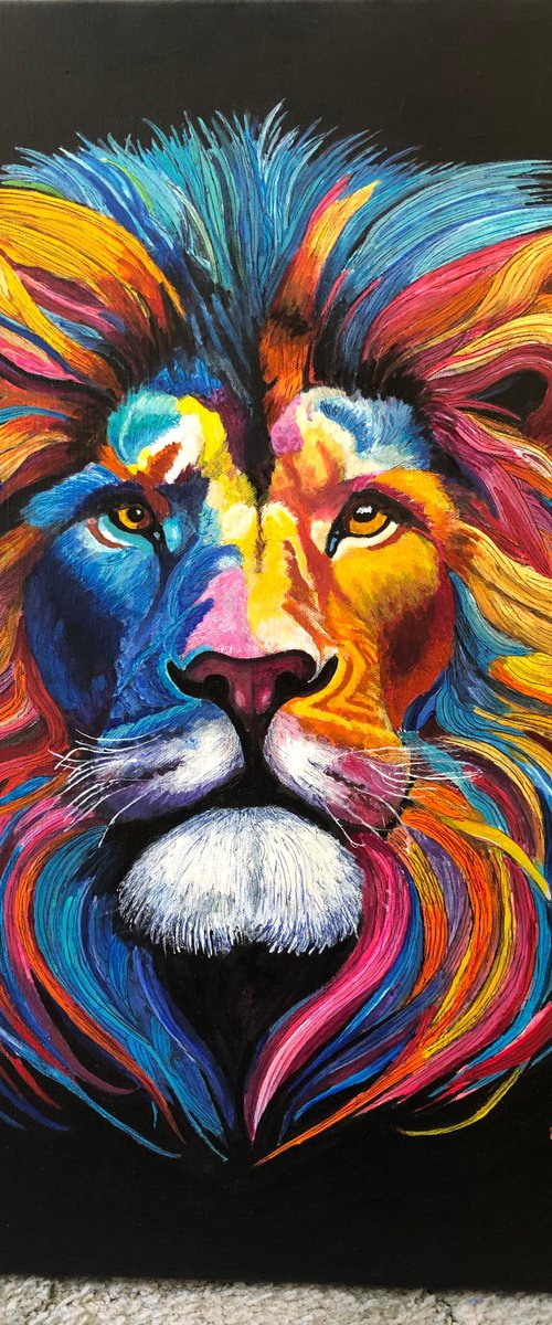 ROARSOME NEON LION by Margaret Riordan