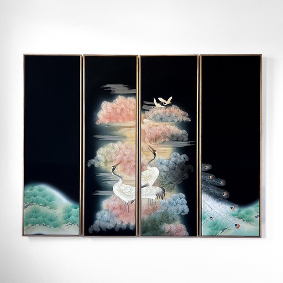 Cranes ~Love~ (Kimono Upcycled)