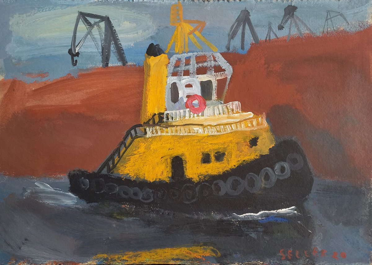 Tugboat with cranes by Irina Seller