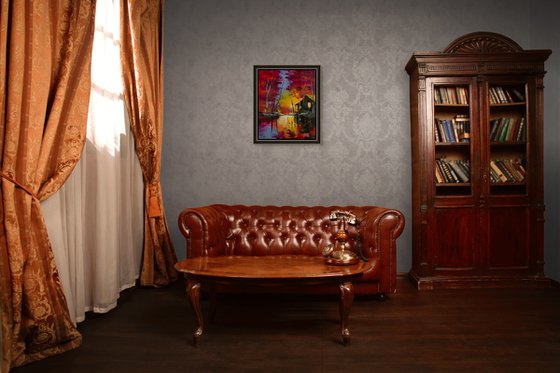 House at Burning Sunset