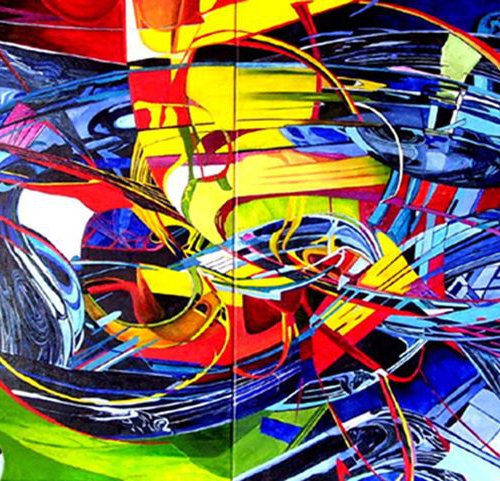 Trance-Atlantic, oil on stretched canvas, diptych, 80cm x 200cm by Michael B. Sky